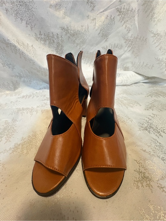 Shoes - Women's Open-Toe Cutout Ankle Boots - Brown
